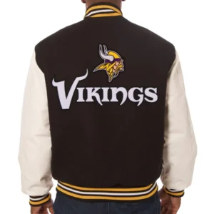 Alternative view of Minnesota Vikings Classic Rib Two Tone Wool & Leather Varsity Jacket