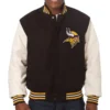 Minnesota Vikings Classic Rib Two Tone Wool & Leather Varsity Jacket