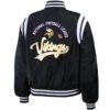 Minnesota Vikings Full Zip 2.0 Logo Black Satin Varsity Jacket - Image 2