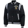 Minnesota Vikings Full Zip 2.0 Logo Black Satin Varsity Jacket