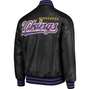 Alternative view of Minnesota Vikings G-III Sports by Carl Banks Black Leather Varsity Jacket