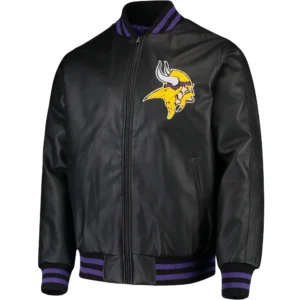 Minnesota Vikings G-III Sports by Carl Banks Black Leather Varsity Jacket