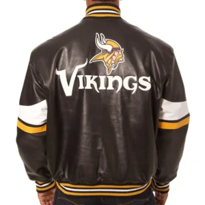Alternative view of Minnesota Vikings Full Leather Varsity Black Jacket