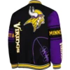 Minnesota Vikings Twill Full-Snap Satin Varsity Jacket Black & Purple - Image 2