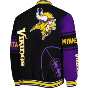 Alternative view of Minnesota Vikings Twill Full-Snap Satin Varsity Jacket Black & Purple