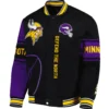 Minnesota Vikings Twill Full-Snap Satin Varsity Jacket Black & Purple