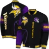Minnesota Vikings Twill Full-Snap Satin Varsity Jacket Black & Purple - Image 3
