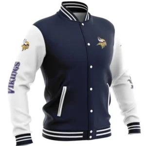 Minnesota Vikings Vintage Bomber Satin Varsity Jacket Casual Button Closure