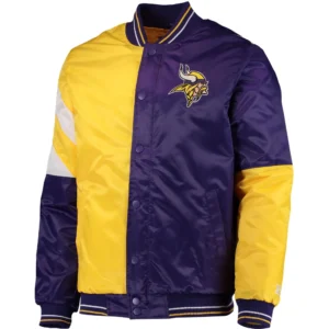 Minnesota Vikings Leader Satin Varsity Jacket Purple & Golden