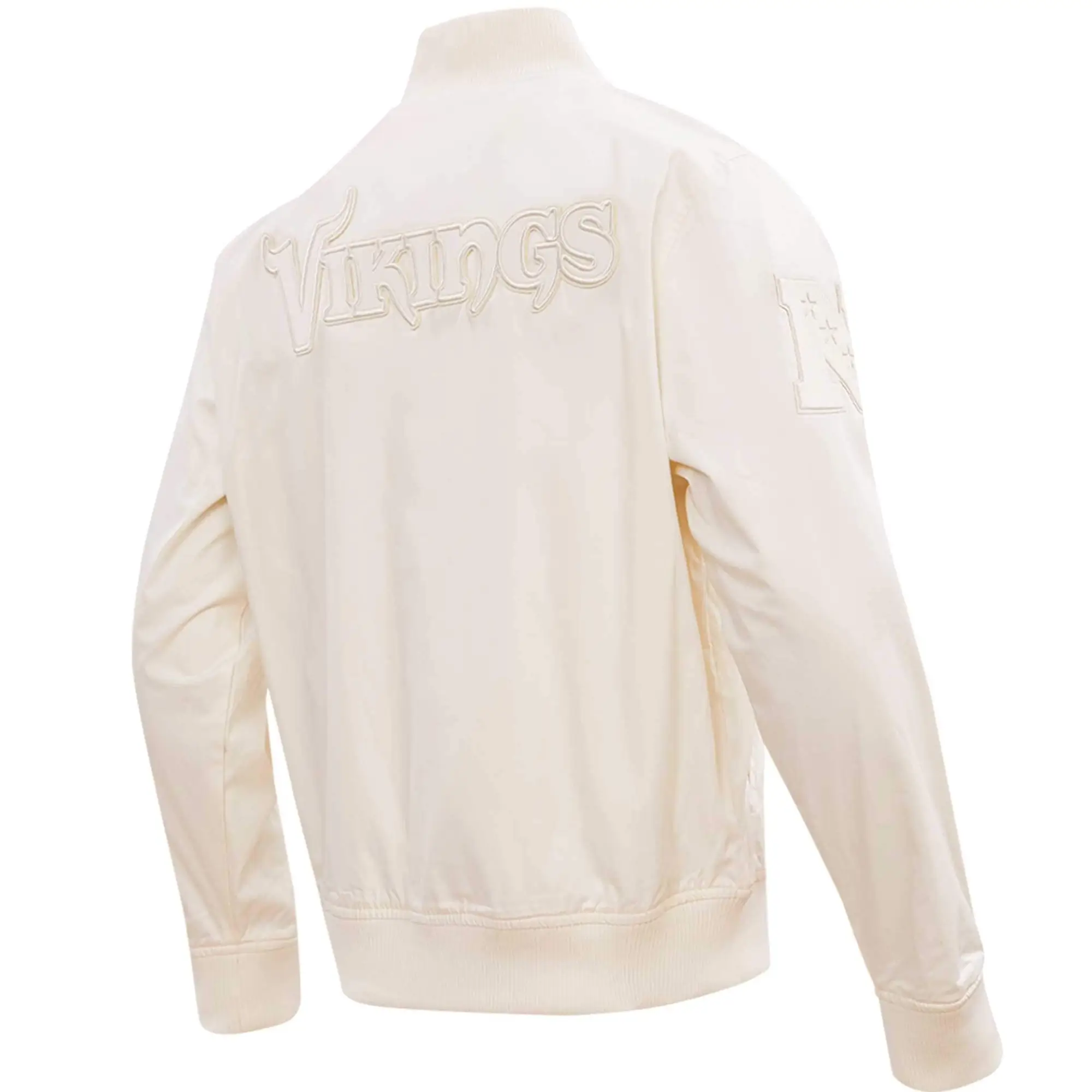 Minnesota Vikings Neutral Satin Varsity Zipper Jacket - Image 2