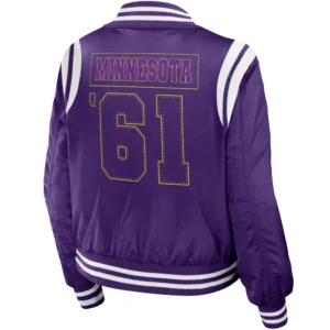 Alternative view of Minnesota Vikings Full Zip Satin Varsity Purple Jacket