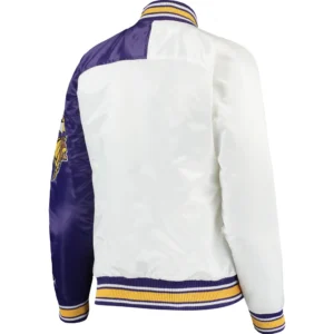 Alternative view of Minnesota Vikings Starter Hometown Satin Varsity White & Purple Jacket
