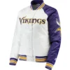 Minnesota Vikings Starter Hometown Satin Varsity White & Purple Jacket