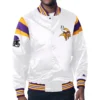 Minnesota Vikings Full-Snap  White Satin Varsity Jacket
