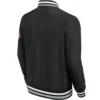 Minnesota Vikings Bomber Snap-Tab Black Satin Varsity Jacket - Image 2