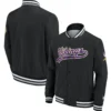Minnesota Vikings Bomber Snap-Tab Black Satin Varsity Jacket - Image 3