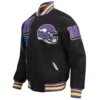 Minnesota Vikings Logo Black Mashup Wool Varsity Jacket - Image 3