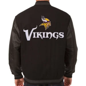 Alternative view of Minnesota Vikings Wool & Leather Reversible Brown Varsity Jacket