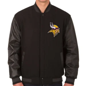 Minnesota Vikings Wool & Leather Reversible Brown Varsity Jacket