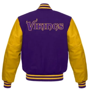 Alternative view of Minnesota Vikings Wool & Leather Letterman Varsity Jacket