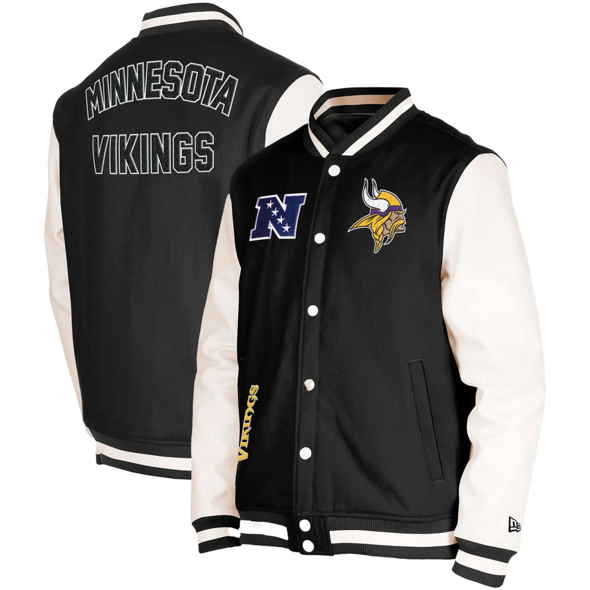 Minnesota Vikings 3rd Down 2.0 Wool & Leather Varsity Jacket - Image 3