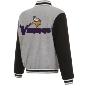 Alternative view of Minnesota Vikings Full Wool Two Tone Varsity Jacket Gray & Black