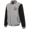 Minnesota Vikings Full Wool Two Tone Varsity Jacket Gray & Black