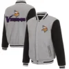 Minnesota Vikings Full Wool Two Tone Varsity Jacket Gray & Black - Image 3