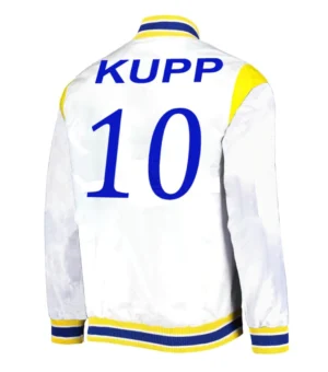 Alternative view of NFL LA Rams Force Play Football Team White Satin Varsity Jacket