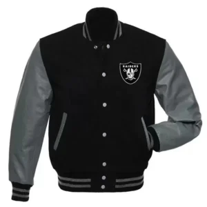 NFL Las Vegas Raiders Letterman Black & Grey Varsity Jacket
