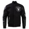 NFL Las Vegas Raiders Triple Black Pro Standard Logo Black Varsity Jacket