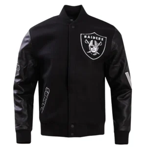 NFL Las Vegas Raiders Triple Black Pro Standard Logo Black Varsity Jacket