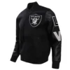 Alternative view of NFL Las Vegas Raiders Triple Black Pro Standard Logo Black Varsity Jacket