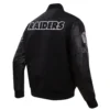NFL Las Vegas Raiders Triple Black Pro Standard Logo Black Varsity Jacket - Image 3