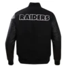 NFL Las Vegas Raiders Triple Black Pro Standard Logo Black Varsity Jacket - Image 4