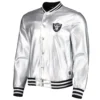 NFL Las Vegas Raiders Metallic Bomber Silver Bomber Jacket