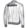 NFL Las Vegas Raiders Metallic Bomber Silver Bomber Jacket - Image 2