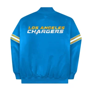 Alternative view of NFL Los Angeles Chargers The Pick And Roll Blue Satin Varsity Jacket
