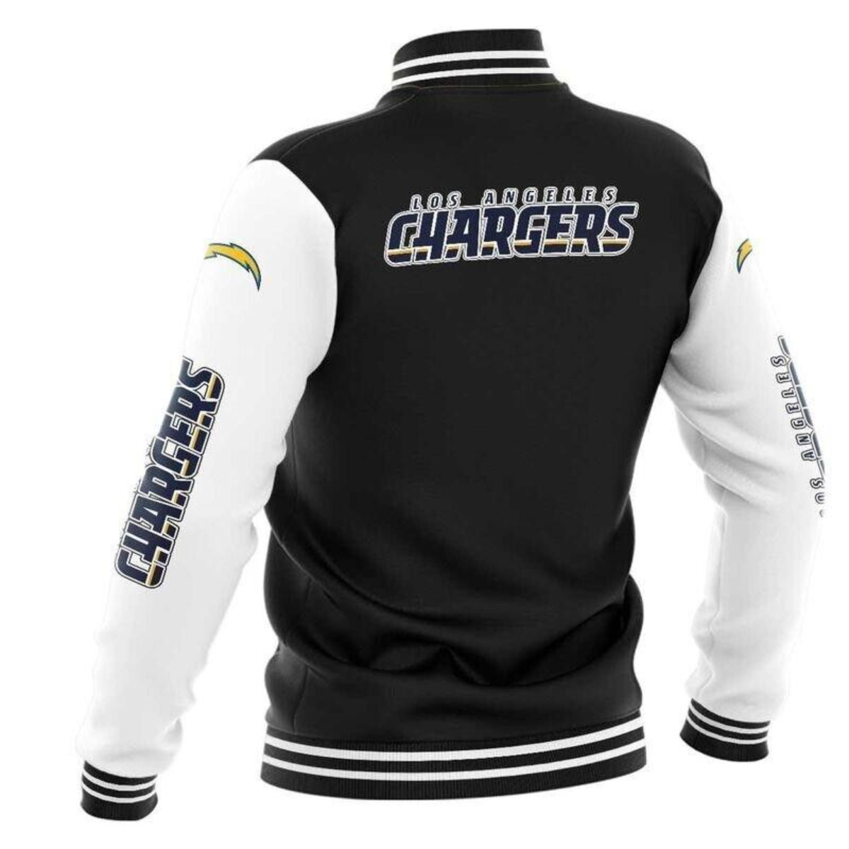 NFL Los Angeles Chargers Baseball Black/White Varsity Jacket - Image 2
