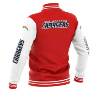 Alternative view of NFL Los Angeles Chargers Baseball Red/White Varsity Jacket