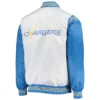 NFL Los Angeles Chargers The Enforcer Satin White/Blue Varsity Jacket - Image 2