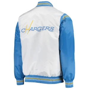 Alternative view of NFL Los Angeles Chargers The Enforcer Satin White/Blue Varsity Jacket