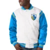 NFL Los Angeles Chargers The Enforcer Satin White/Blue Varsity Jacket - Image 4