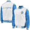 NFL Los Angeles Chargers The Enforcer Satin White/Blue Varsity Jacket - Image 5