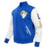 NFL Los Angeles Rams Classic Pro Standard Logo Royal Blue Varsity Jacket - Image 2