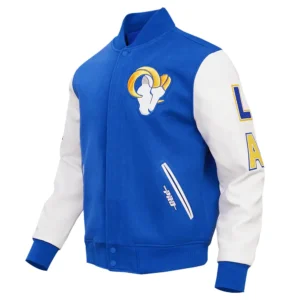 Alternative view of NFL Los Angeles Rams Classic Pro Standard Logo Royal Blue Varsity Jacket