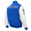 NFL Los Angeles Rams Classic Pro Standard Logo Royal Blue Varsity Jacket - Image 3