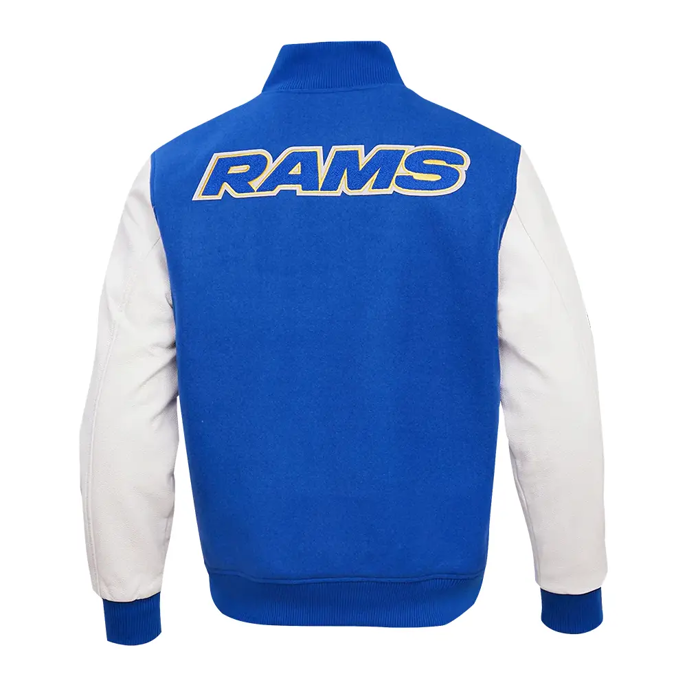 NFL Los Angeles Rams Classic Pro Standard Logo Royal Blue Varsity Jacket - Image 4