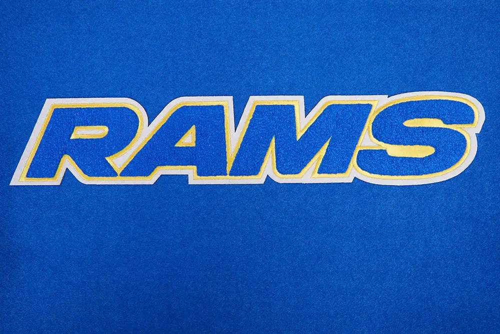 NFL Los Angeles Rams Classic Pro Standard Logo Royal Blue Varsity Jacket - Image 5