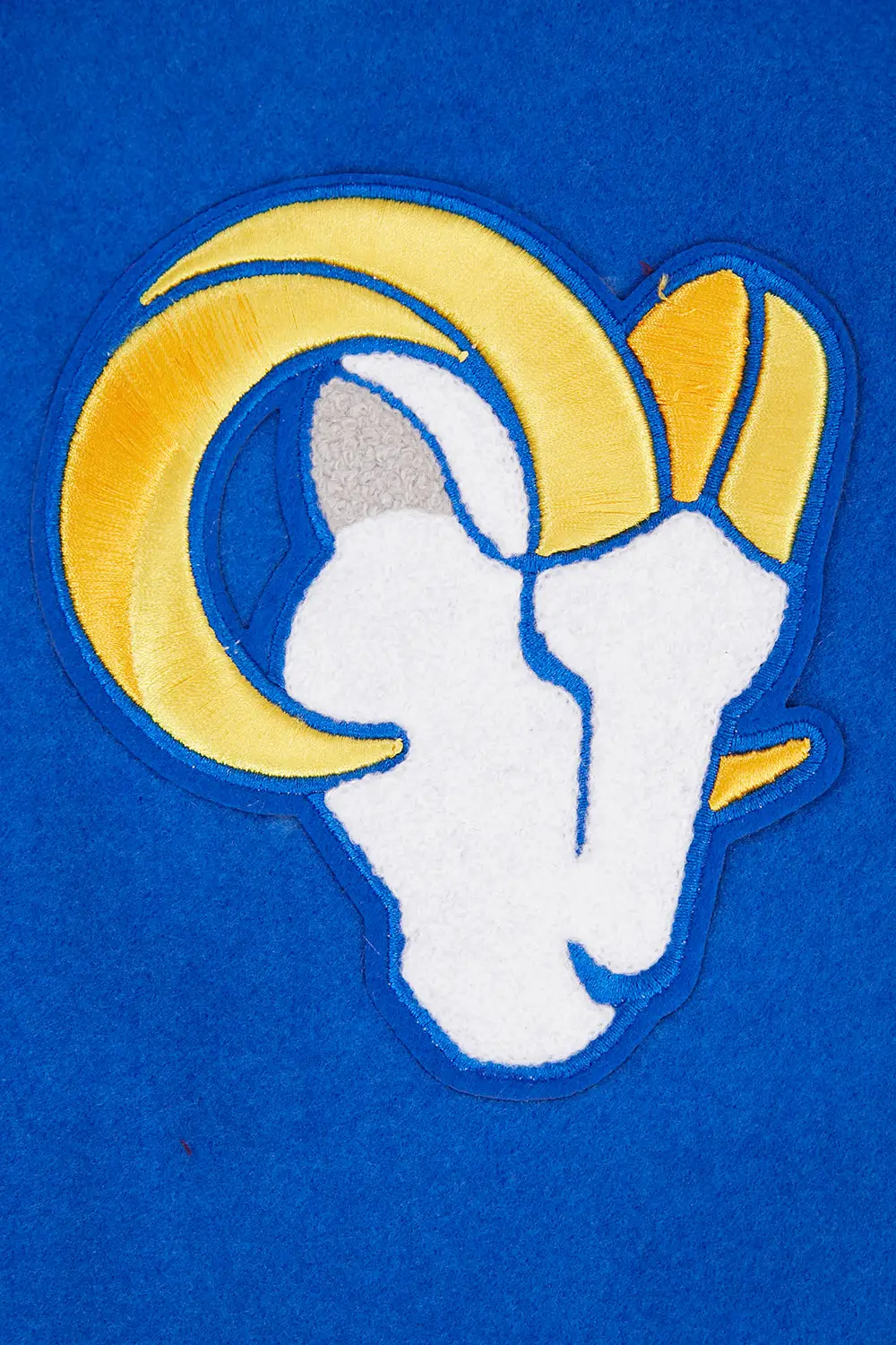 NFL Los Angeles Rams Classic Pro Standard Logo Royal Blue Varsity Jacket - Image 6